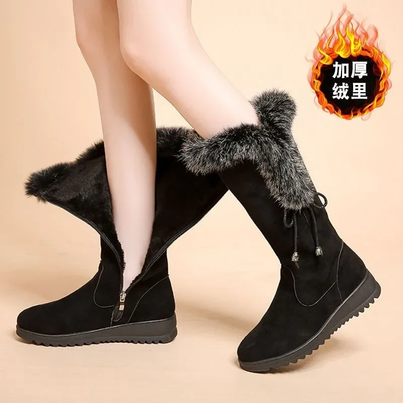 Winter New Women's Snow Boots 2023 New Fashion Keep Warm Plus Velvet Knee High Boots for Women Casual Chunky Heel Platform Shoes