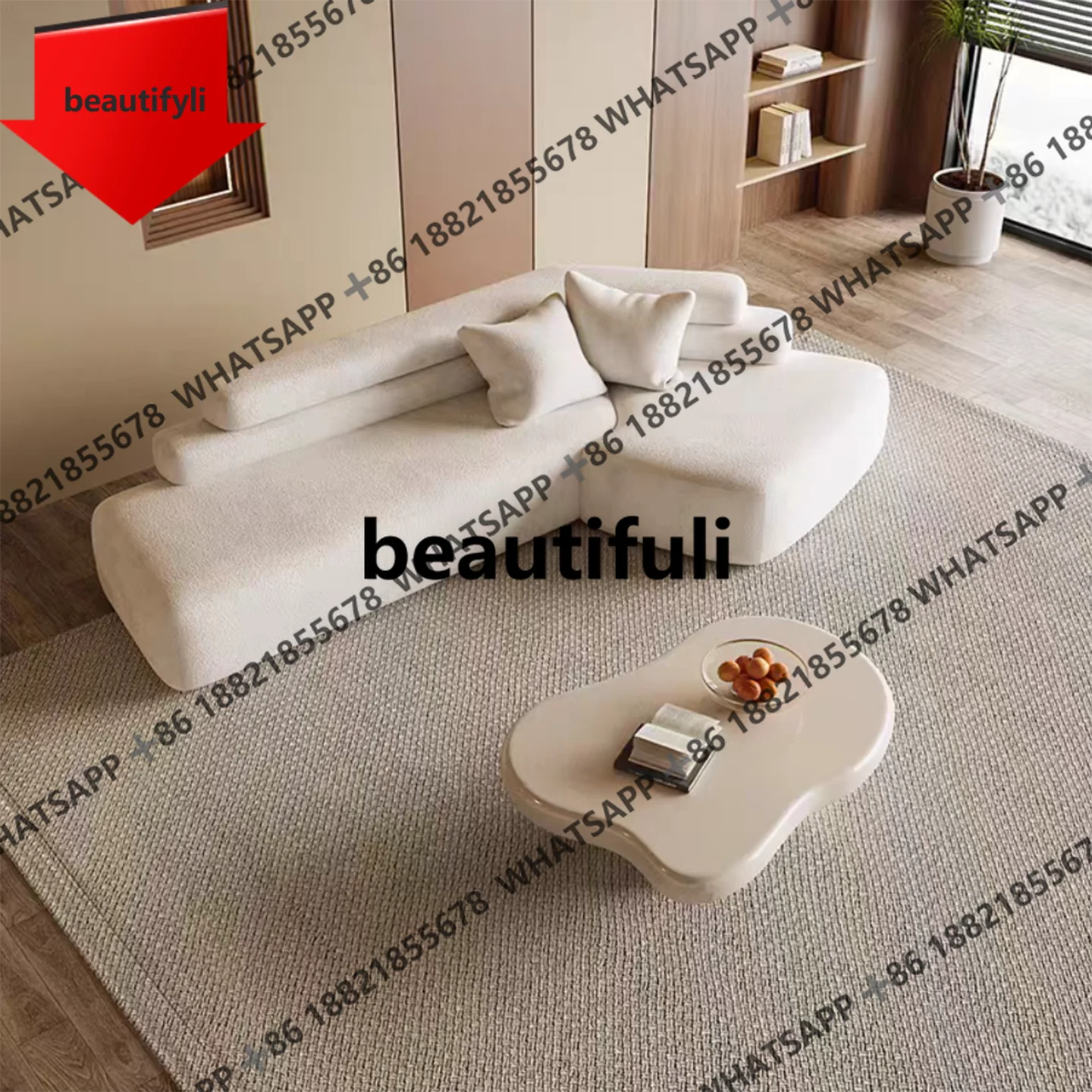 

a44 Italian minimalist corner fabric sofa Nordic light luxury villa designer B & B hotel special shape