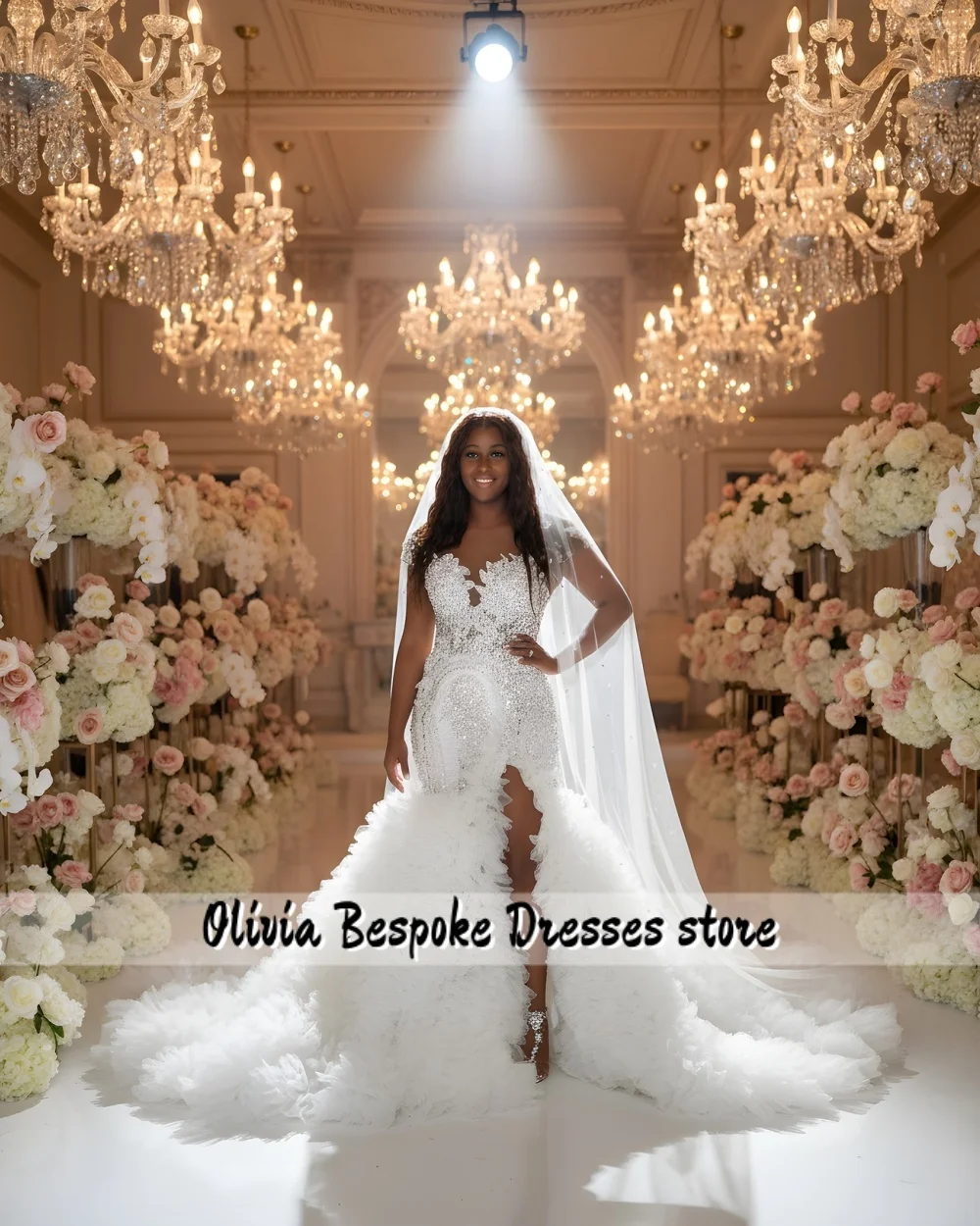 Unique Aso Ebi Mermaid Wedding Dresses For Bride Luxury Beadings Crystal African Bridal Dress vestidos de novia 2024 Customized