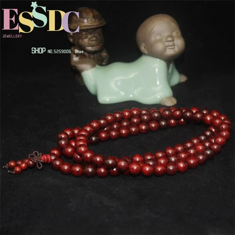 Natural Siam Rosewood  6-12MM 108 Mala Buddhist Prayer Stand Bracelets or Necklace Red Wood Beads Unisex Jewelry