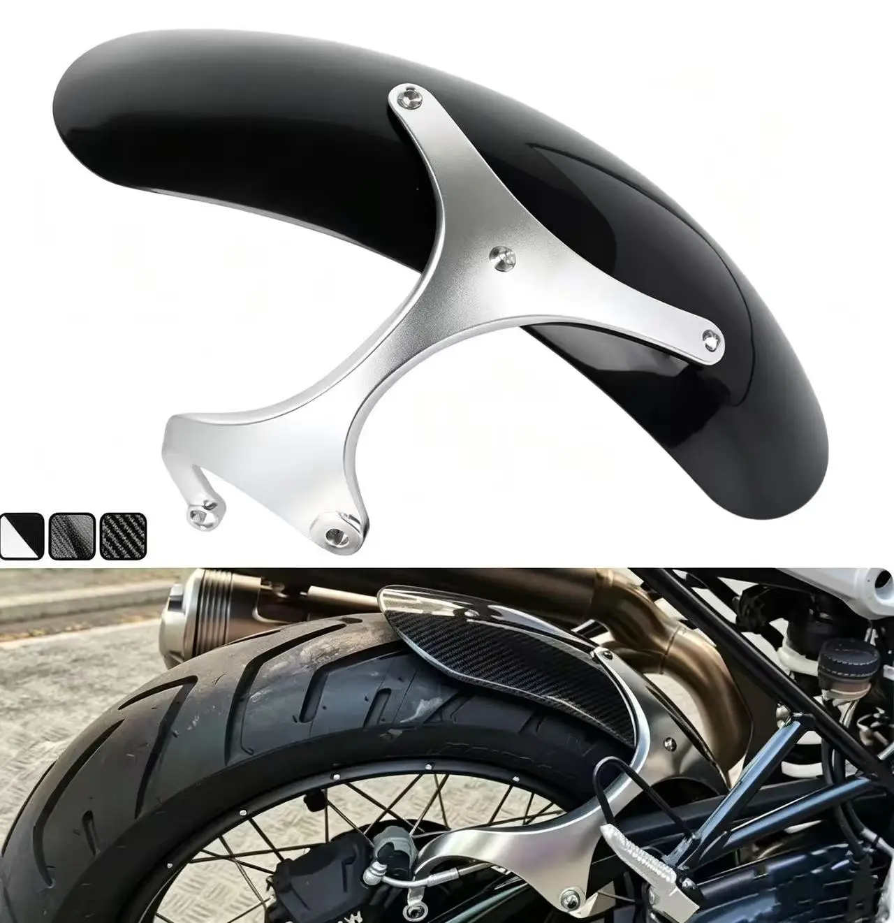 MotorAchterband Hugger Spatbord Met Aluminium OndersteuningKit Zwart/Carbon Past Voor BMW R Negen T RacerR9TPureRnineT 2014-2024