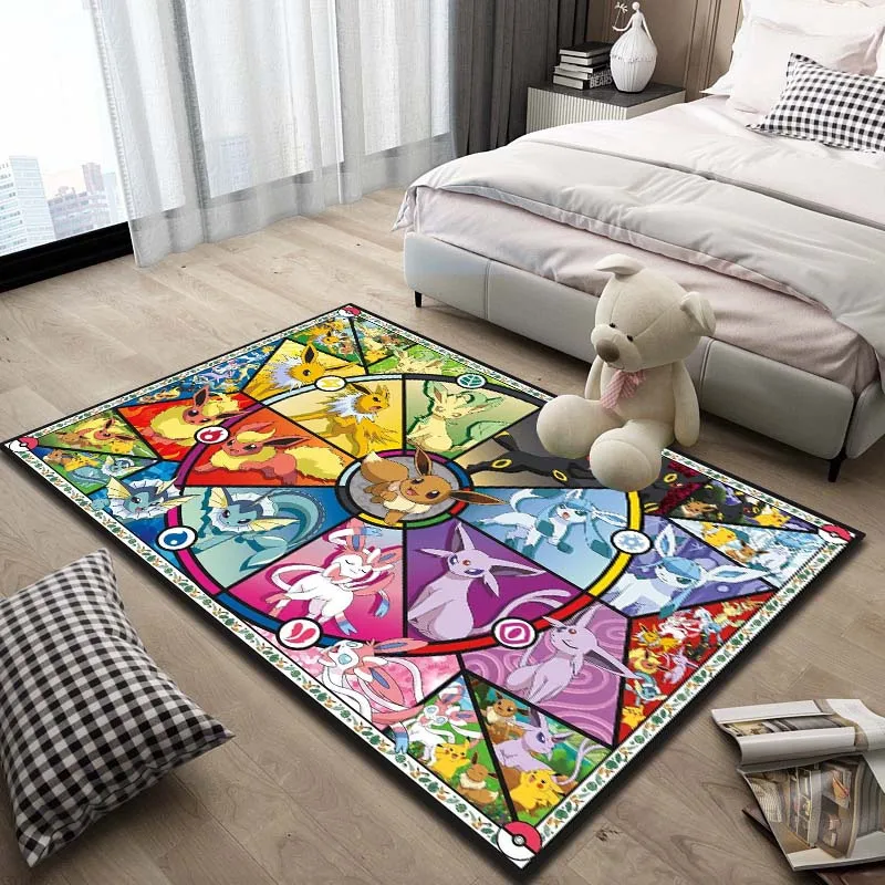 Cute Pokémon Cartoon Printing Carpet and Rug Living Room Bedroom Soft and Comfortable Decorative Carpet Exquisite Gift