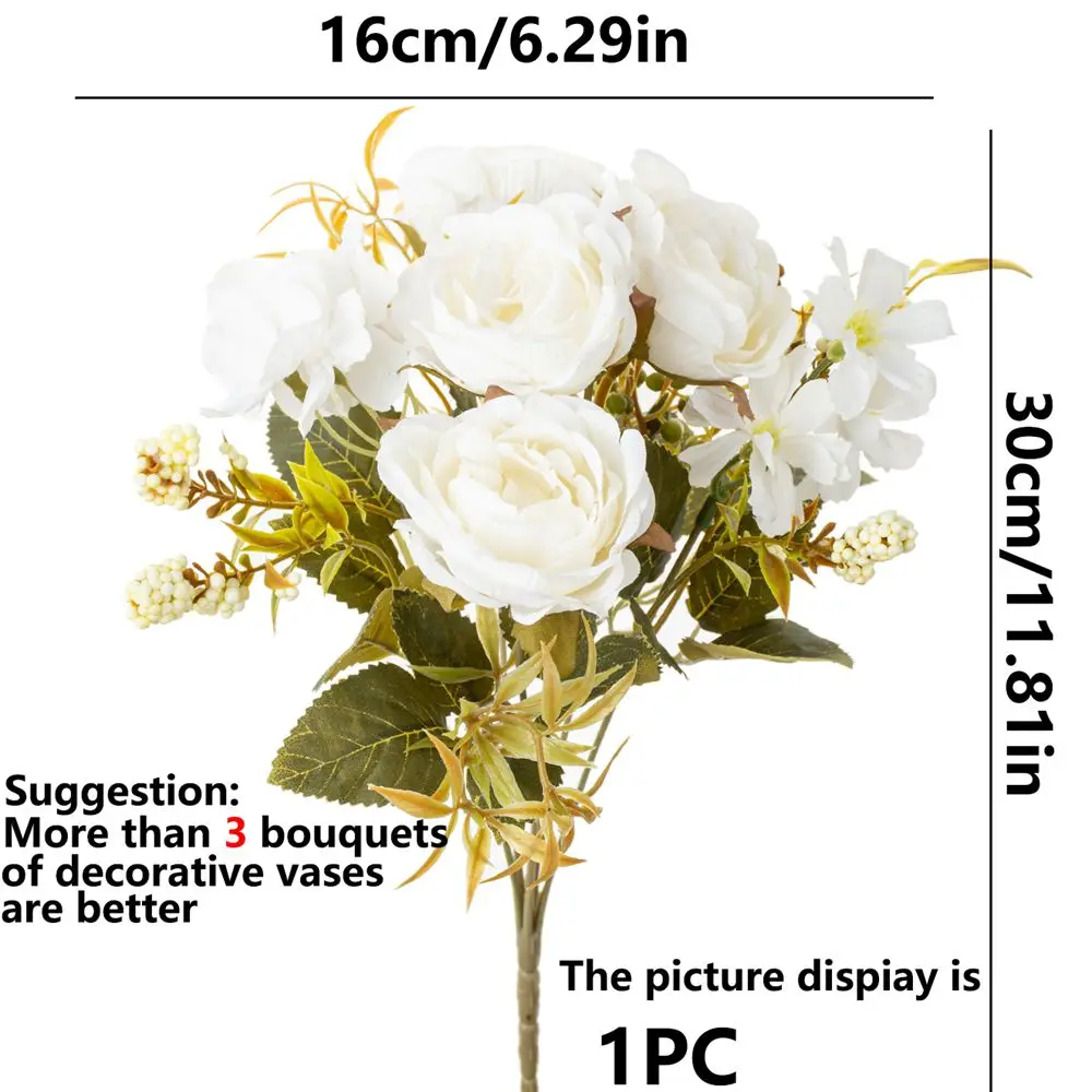 5 Stück Seiden-Kunstblumen Rosen Hochzeitskranz Brautstrauß Heimdekoration Festival Outdoor Garten DIY Geschenkbox – Detail 7