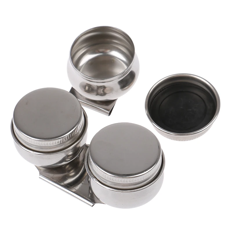TW 1pc Stainless Steel Oil Pot Palette Drum Painting Palette Oil Paint Pot Single Double Hole Dipper