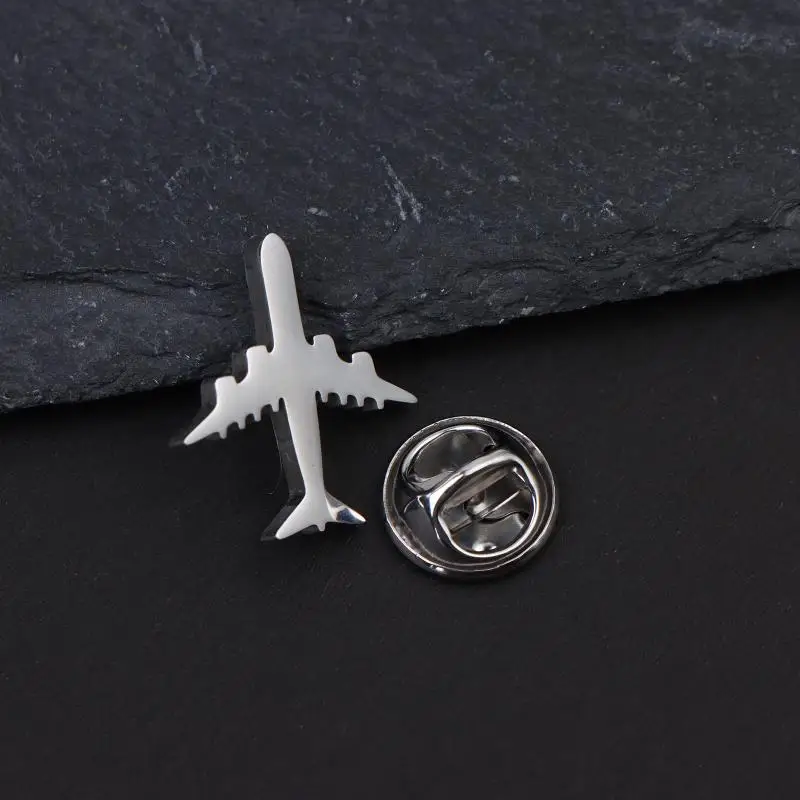 Stainless Steel Trendy Plane Lapel Pins Brooch For Women Men Cute Suit Collar Badges Jewelry Wholesale 2026 New Gifts