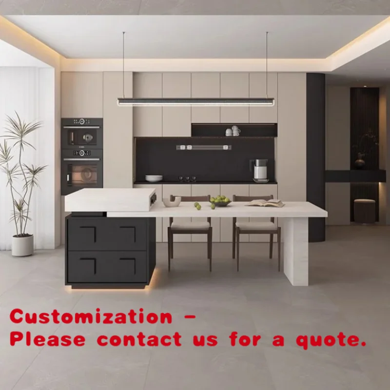 

Customize.Modern Simple Integrated Dining Table Middle Ancient Style Retractable Household Multi-functional Storage Kitchen Isla