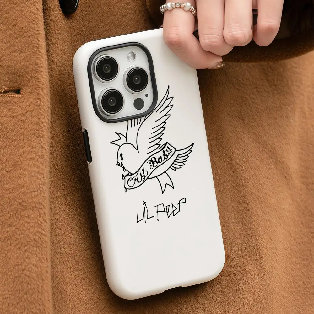 Lil Peep Phone Case For iPhone 16 15 14 13 12 11 Pro Max Plus Glossy HD Double-Layer Liquid Back Film Hard Shell