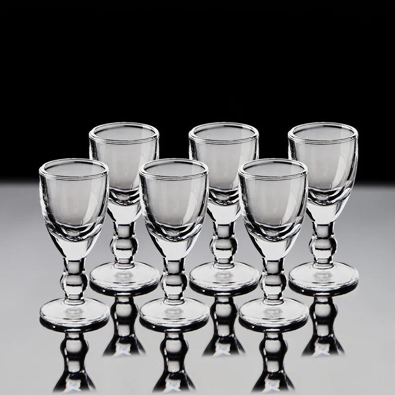 6pcs Set 10ml Classic Bullet Cup High Leg Small Wine Glass Transparent Baijiu Cup Set Liquor Household Goblet Mini Maotai Mug