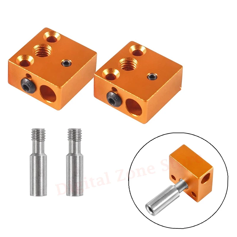 

2Pcs Heat Break Stainless Steel Throat with 2Pcs Aluminum Heater Block for Creality Ender 3/ 3 Pro/ 3 V2, CR-10/10S 3D Printer
