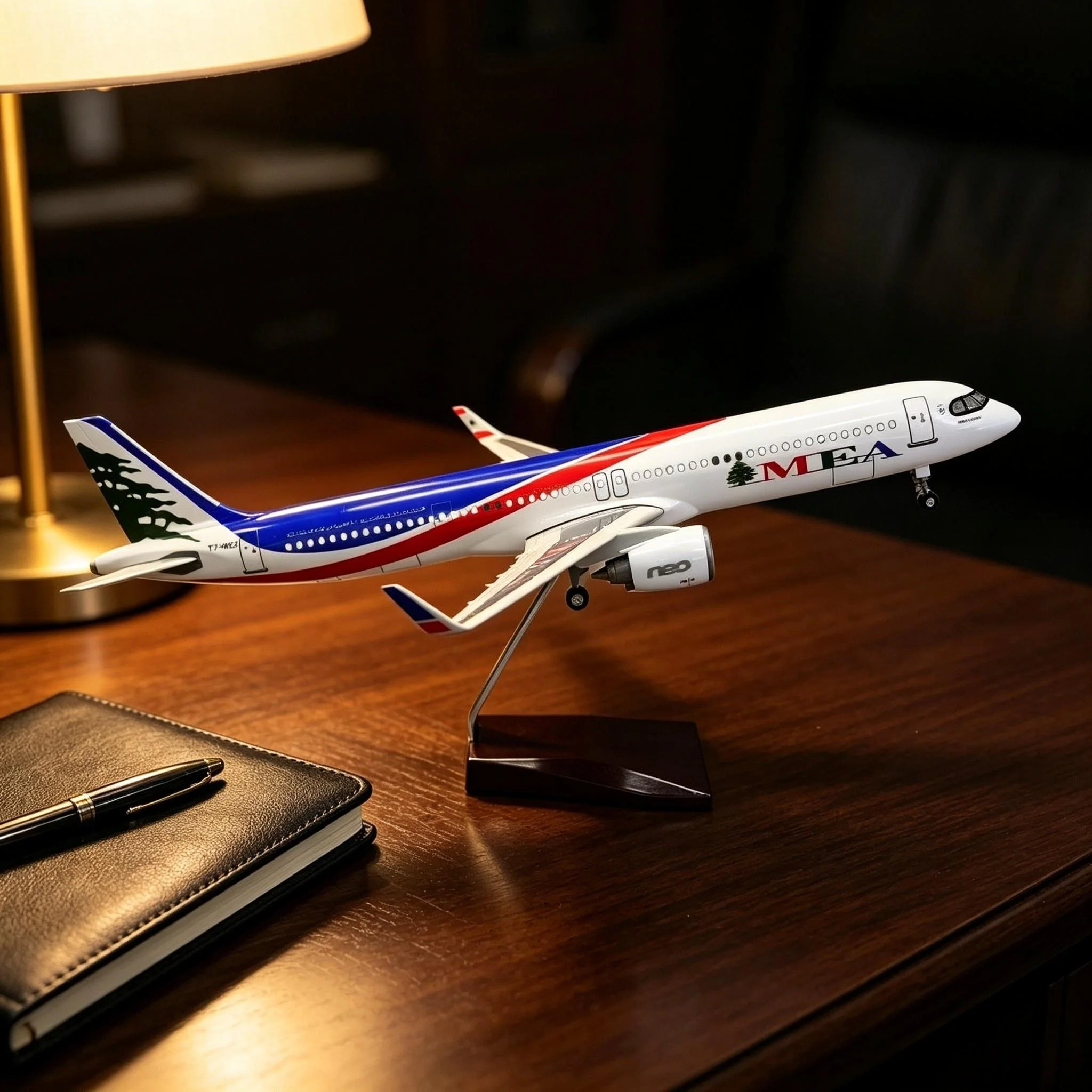 1/100 Scale Airplanes A321 Air MEA Middle East Airlines 44cm Air-bus Diecast Aircraft Model T7-ME2 Collectible Plastic Model Gif