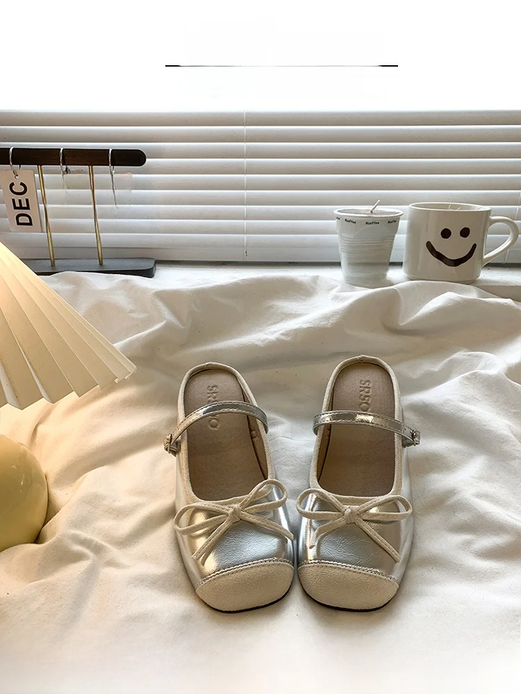 

Women's Chunky Heel Mule Summer Vintage Versatile Personali Skirt Mary Jane Semi-Mule Slip-On oes College Sle PU Lined