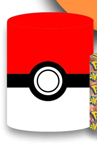 Pikachu Squirtle Charmander Round Cover Pokemon Birthday Backdrop Pokemon Pokeball Ash Ketchum Cylinder Cover Baby Shower Decor