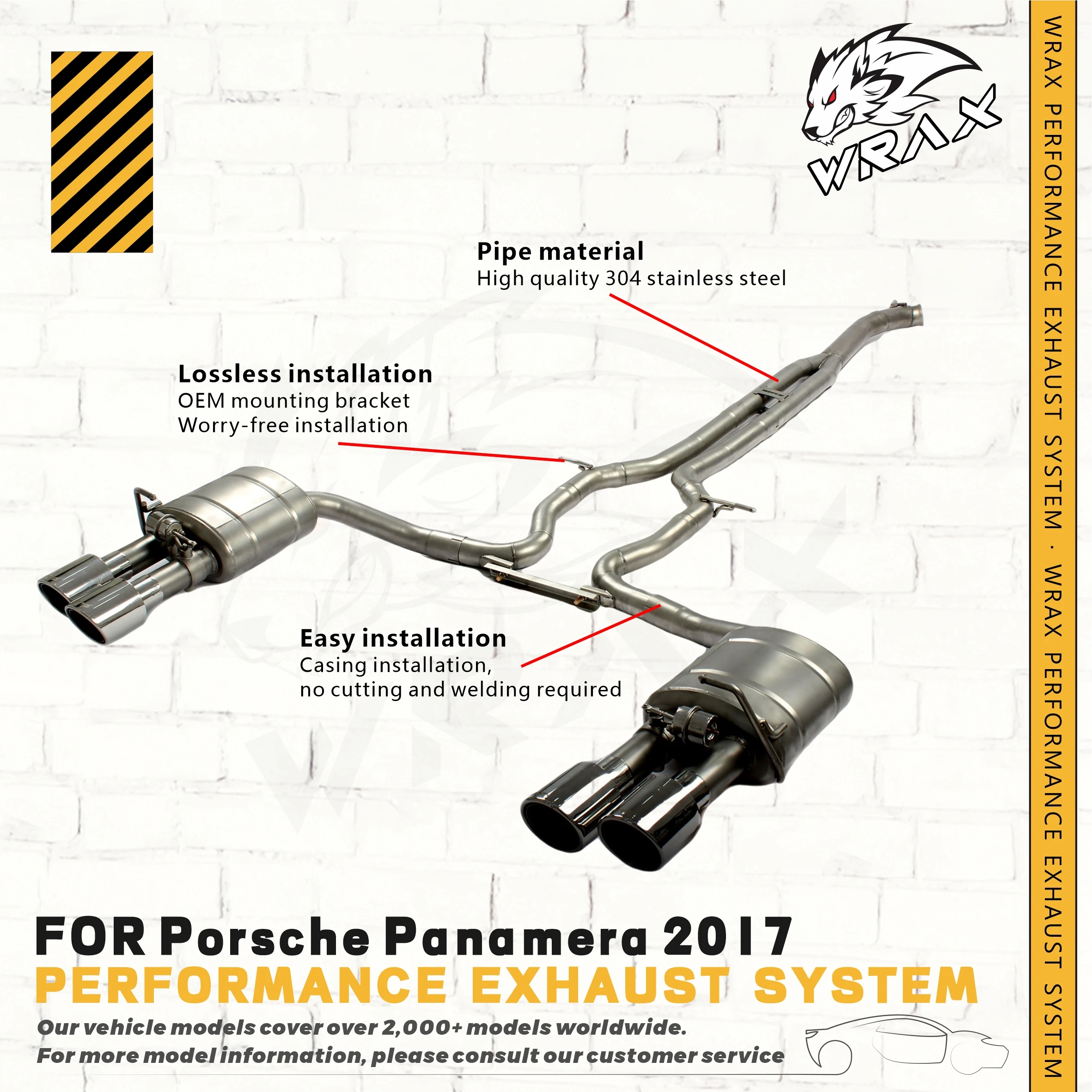 

WRAX Professional Exhaust Remodeling for Porsche Panamera 2017 - Stainless Steel Catback with Vacuum Muffler Valve