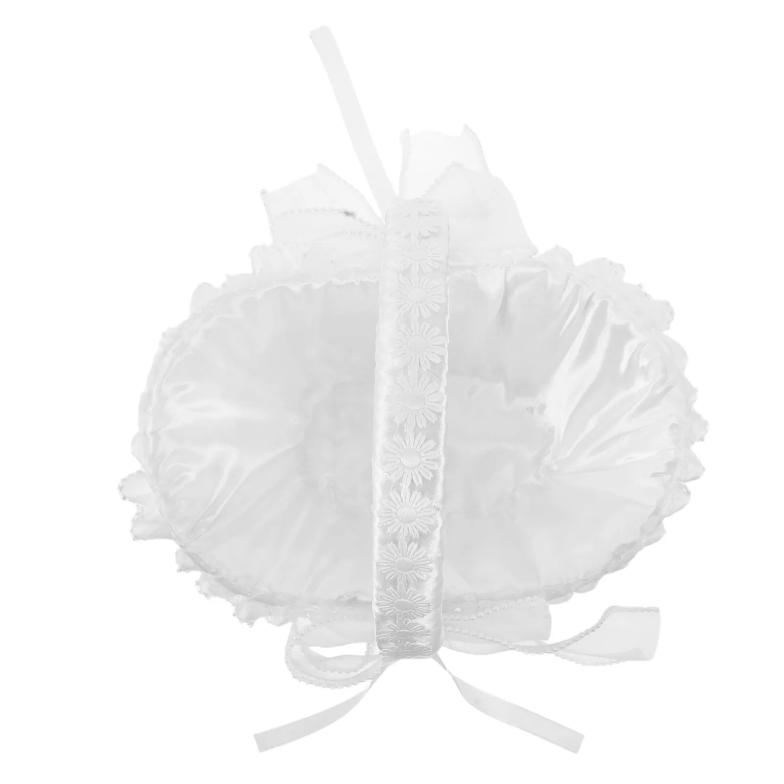 

European Style Flower Basket Elegant Lace Trim Handheld Wedding Petal Holder Unique Yuanbao Shape Romantic Ceremony