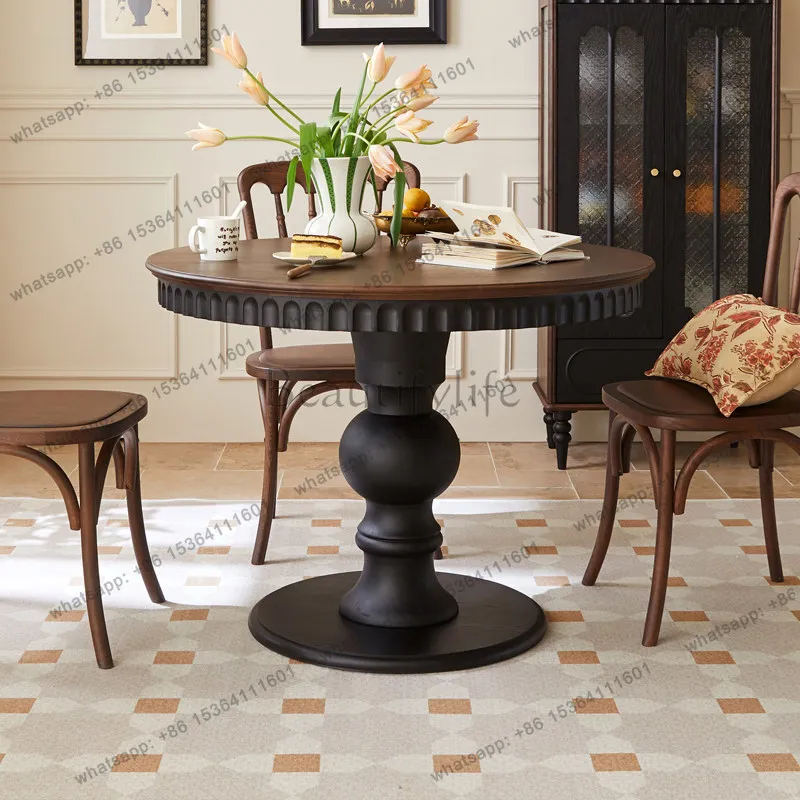 

Французский средневековый балкон из цельного дерева, круглый обеденный стол, обеденный стул, маленькая квартира, бытовой обеденный стол