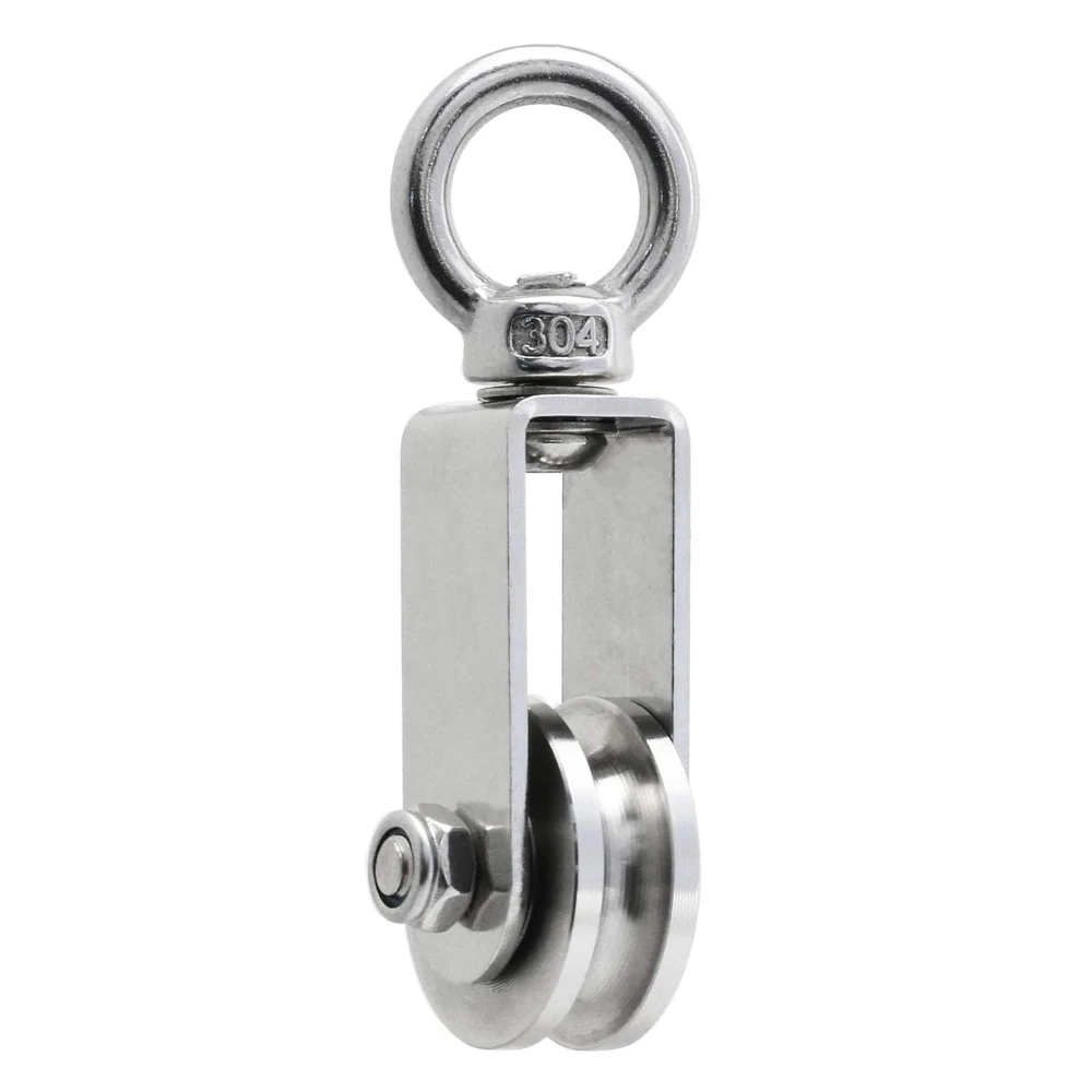 U Type Swivel Pulley 304 Stainless Steel Duplex Bearing Detachable 360 Degree Rotation Heavy Duty Traction Wheel