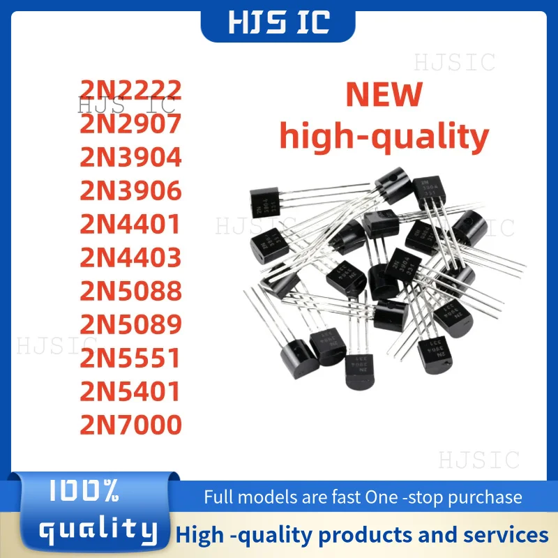 TO-92 50PCS: 2N3904 2N2222 2N2907 2N3906 2N4401 2N4403 2N5088 2N5089 2N5551 2N5401 2N7000 NPN Transistor