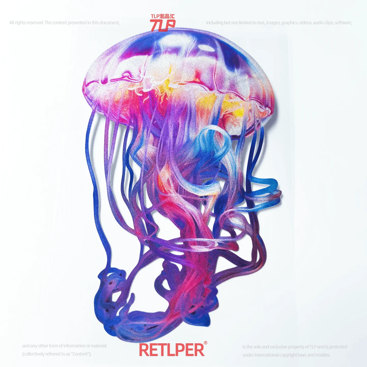 Retlper Hollow Car Sticker Original Dreamy Jellyfish Colorful Gradient Ocean 3D Effect Waterproof Flat Sticker