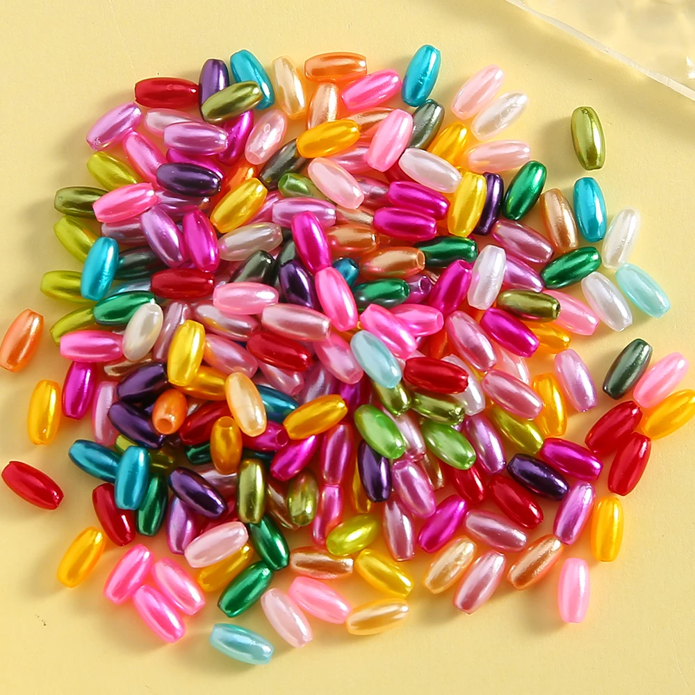 200 Stück 4x8mm Zufallsfarbene Ovale Rocailles Acryl Regenbogen Zwischenperlen Lose Perlen für DIY Schmuckherstellung Armbänder Halsketten – Detail 4