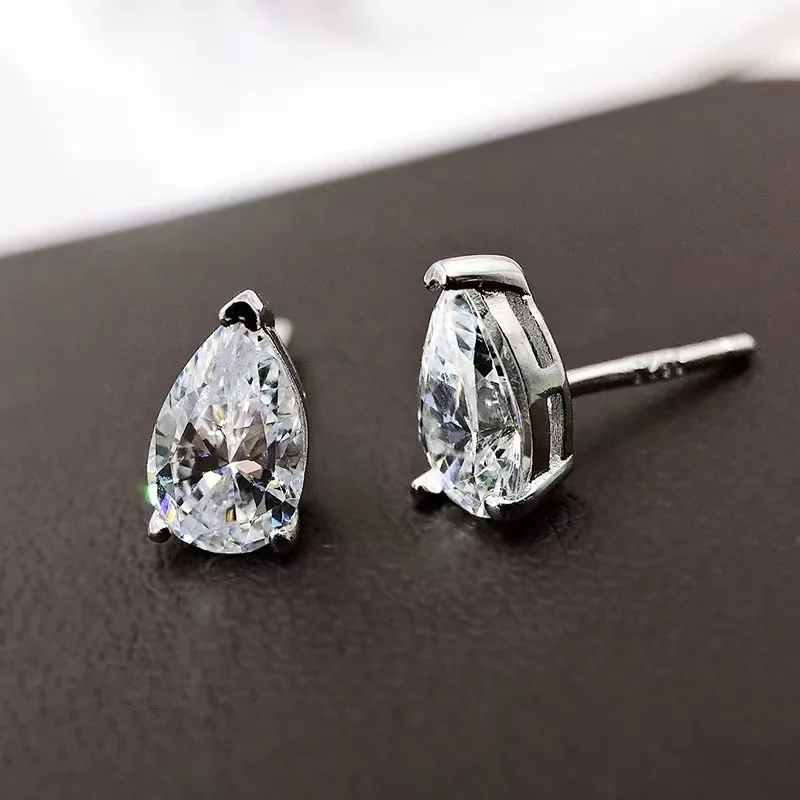 OEVAS 5x8mm Pear Cut High Carbon Diamond Gemstone Earrings for Women 100% 925 Sterling Silver Fine Jewelry Wholesale view 4