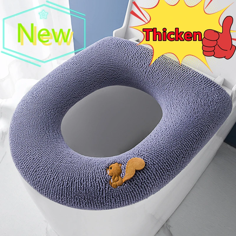 New Thickened Toilet Seat Cover Mat Winter Warm Soft Washable Mat Seat Case Toilet Lid Pad Bidet Cover Bathroom Accessories 2023