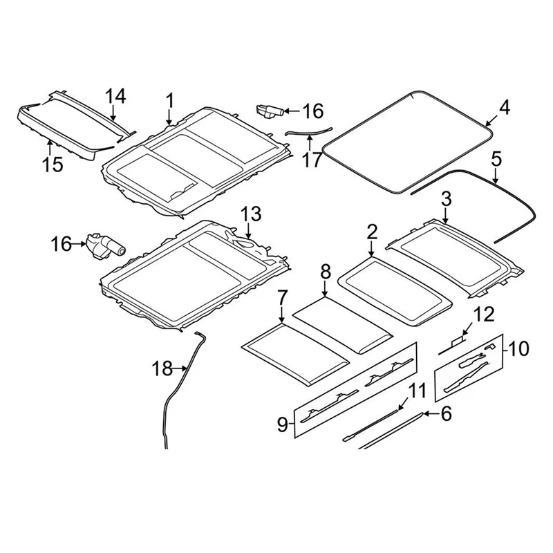 For BMW E84 X1 2009-2015 Front Sunroof Guide Rail Kit, 4 Pieces, Sliding Brackets 54 10 2993888