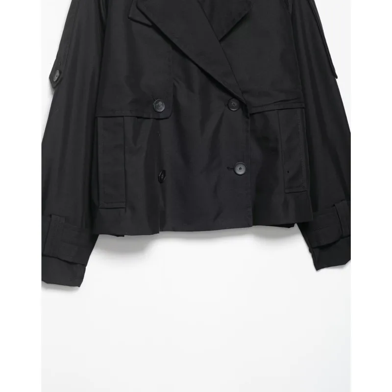 Damska kurtka dwurzędowa NERHEFZ, jesienna, z długim rękawem, krótka, wodoodporna, trencz, damska krótka bluzka.