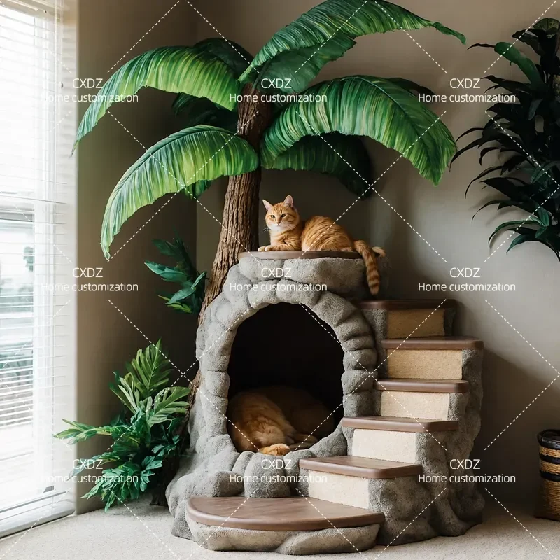 Large Cat Tree Climbing Frame with Integrated Nest and House Indoor Luxury Pet Furniture for Cats Multi Level Activity Tower