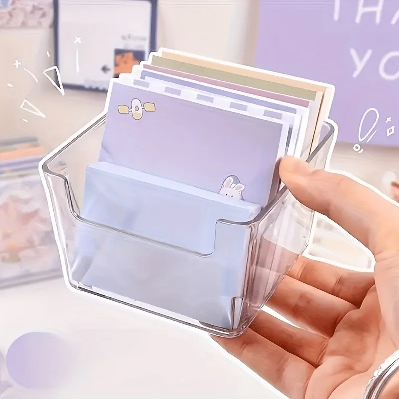 2piece transparent pen holder,desktop memo stand,office stationery compartmentalized storage box,back-to-school,Christmas gift