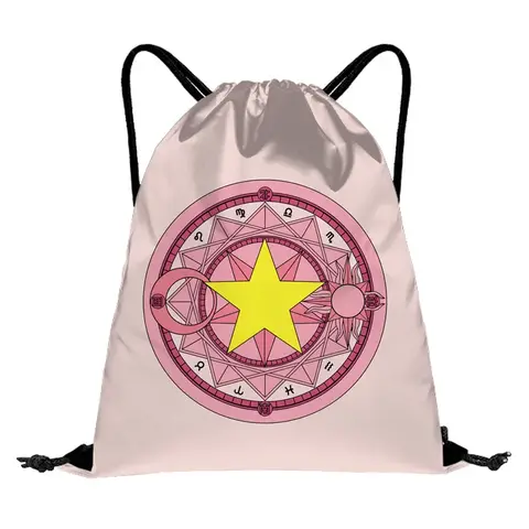 Mochila De doble hombro con cordón, bolso de compras, Sakura, Anime Card Captor