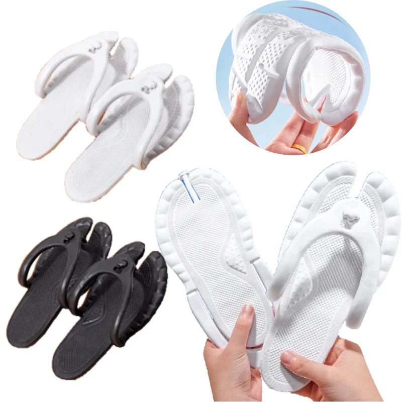 

New Solid Color Portable Folding Slippers for Men Women Lightweight Nonslip Flip-flops for Indoor Outdoor Beach Travel Trip