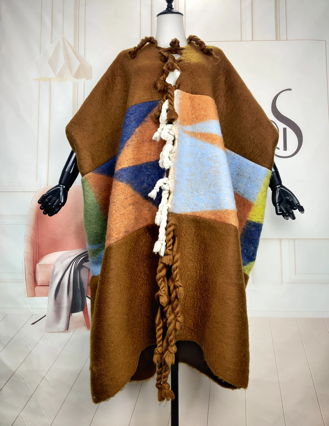 Quimonos longos estampados frente aberta para mulheres, suéter de inverno feminino, cardigans estampados na moda, blogger streetwear, ponchos