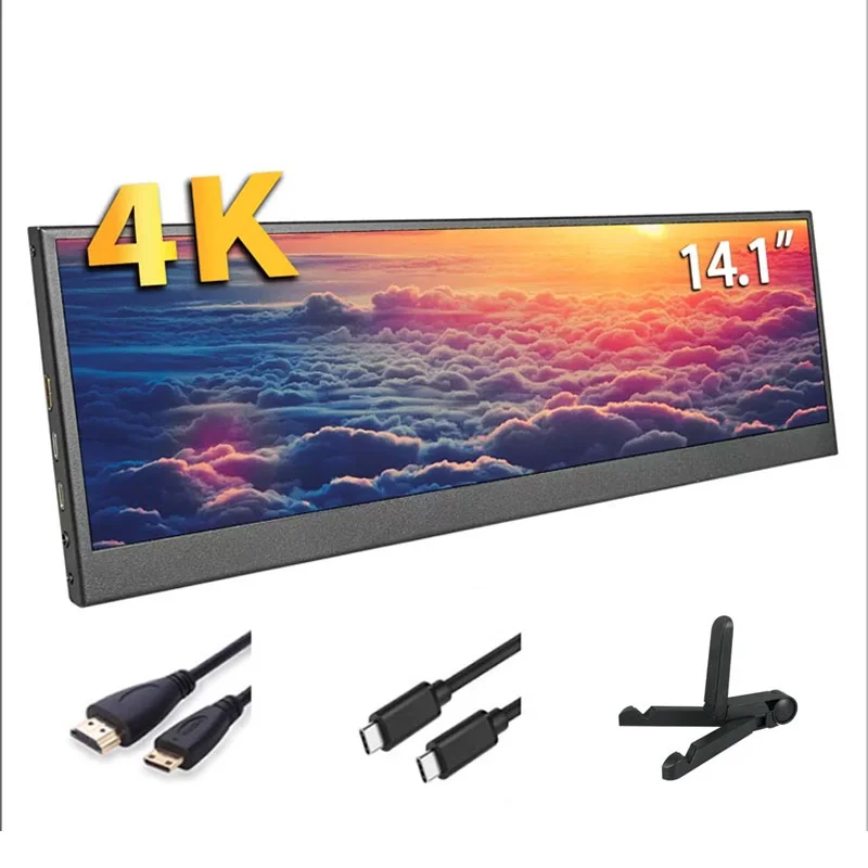 

4K Ultra Screen Capacitive 14.1 inch Long Portable Monitor HDMI IPS Laptop PC External LCD Monitor Secondary Screen