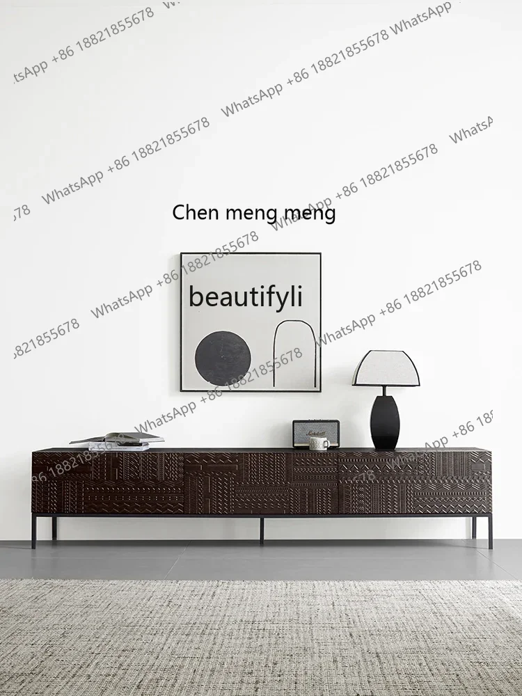 

B7304 ss Nordic TV Cabinet and Tea Table Combination Modern Living Room Teak Carved Retro Style Audiovisual Cabinet