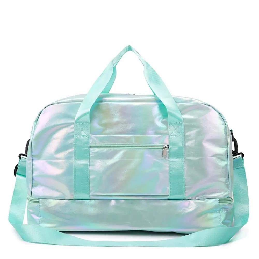 Pearlescent Fabric Gym Bag Fashion Multicolor Fitness Handbag Waterproof Wet Dry Separation Storage Bag with Shoe Compartment