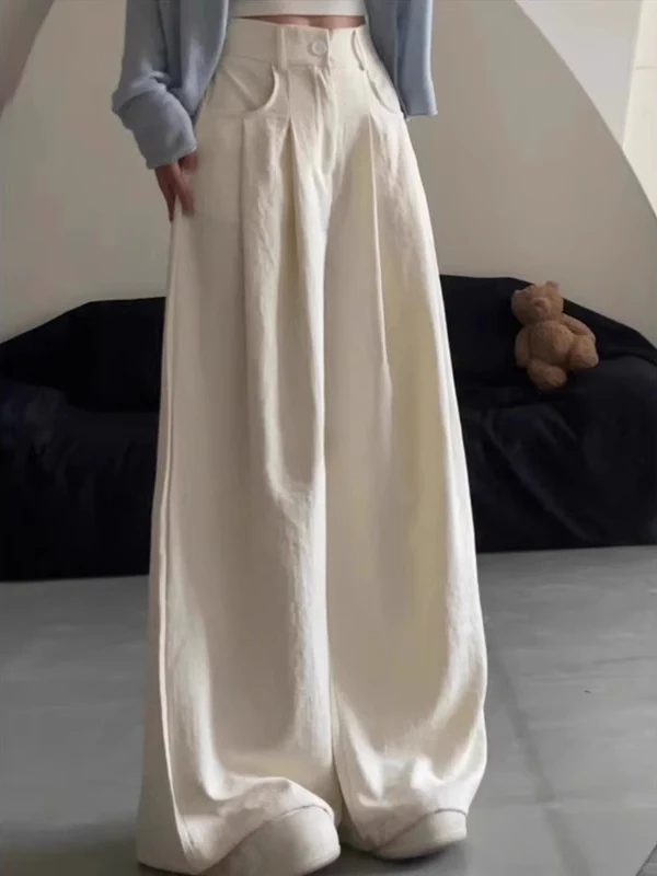 

Loose Straight Leg Acetate Wide Leg Pants Men Women Summer High Waist Drapey Loose Fit Trousers Casual Pants Youth Sle