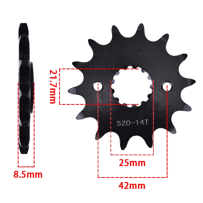 520 سلسلة 14T الجبهة 42T 50T الخلفية ضرس كيت لكاواساكي KLX250 KLX 250 S 2006 2007 2009-2019 2020 250 D-Tracker X 1998-2016 #3