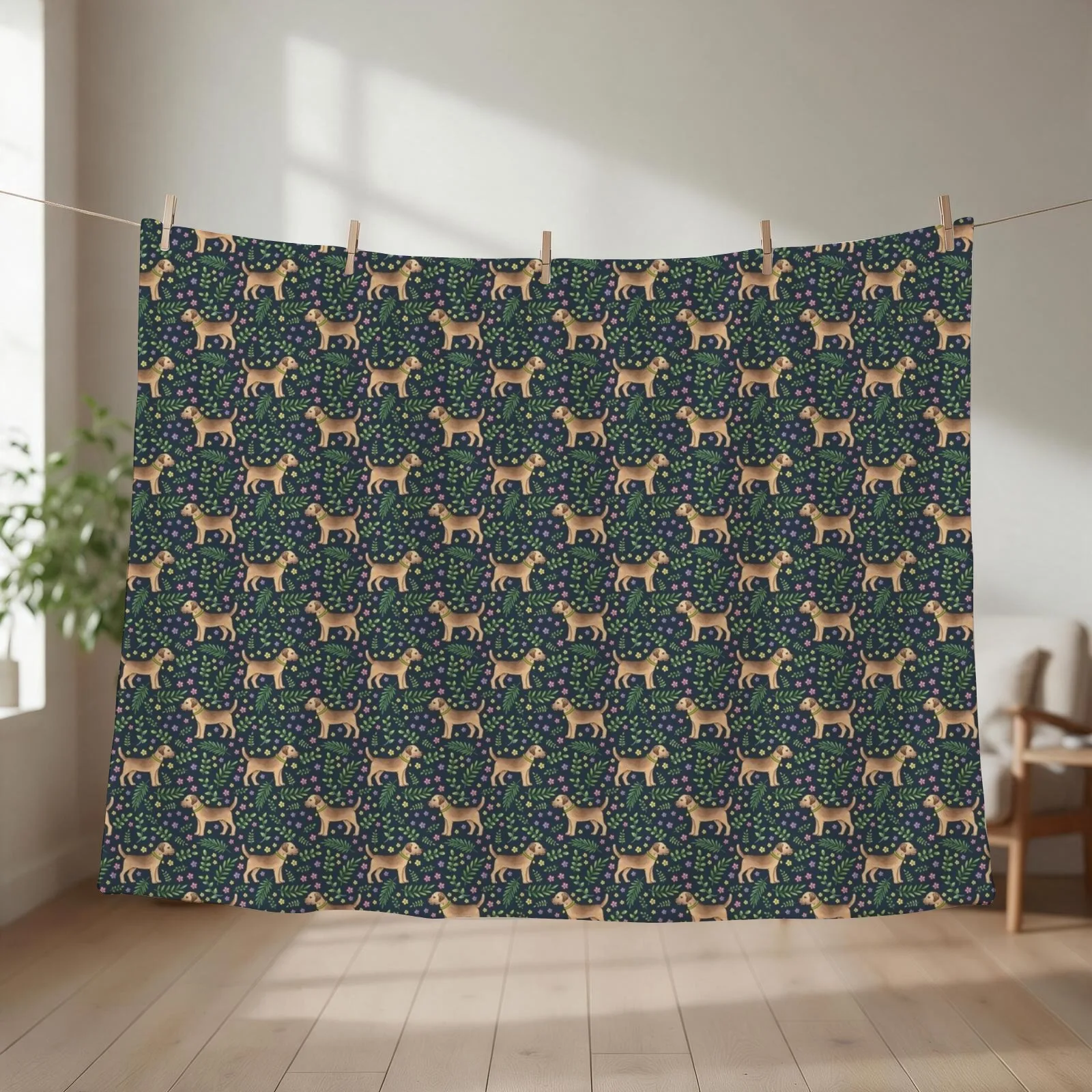 Border Terriers Spring Floral on navy - pattern Throw Blanket couch cozy soft plush fuzzy picnic outdoor blanket