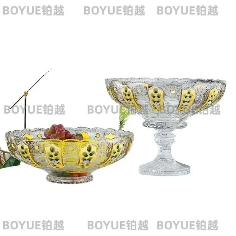 Bohemian Crystal Fruit Plate Enamel Sunflower Bowl Luxury Floral Centerpiece Living Room Home Decor Ornament