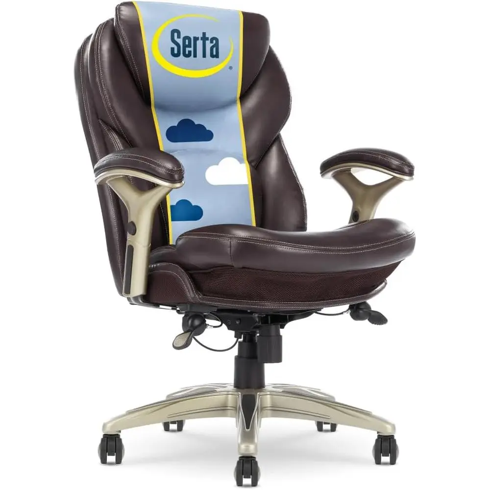

Ergonomic Office Chair with Pivot Lumbar Support, Plush Cushion, Adjustable Arms, Bonded Leather, Brown