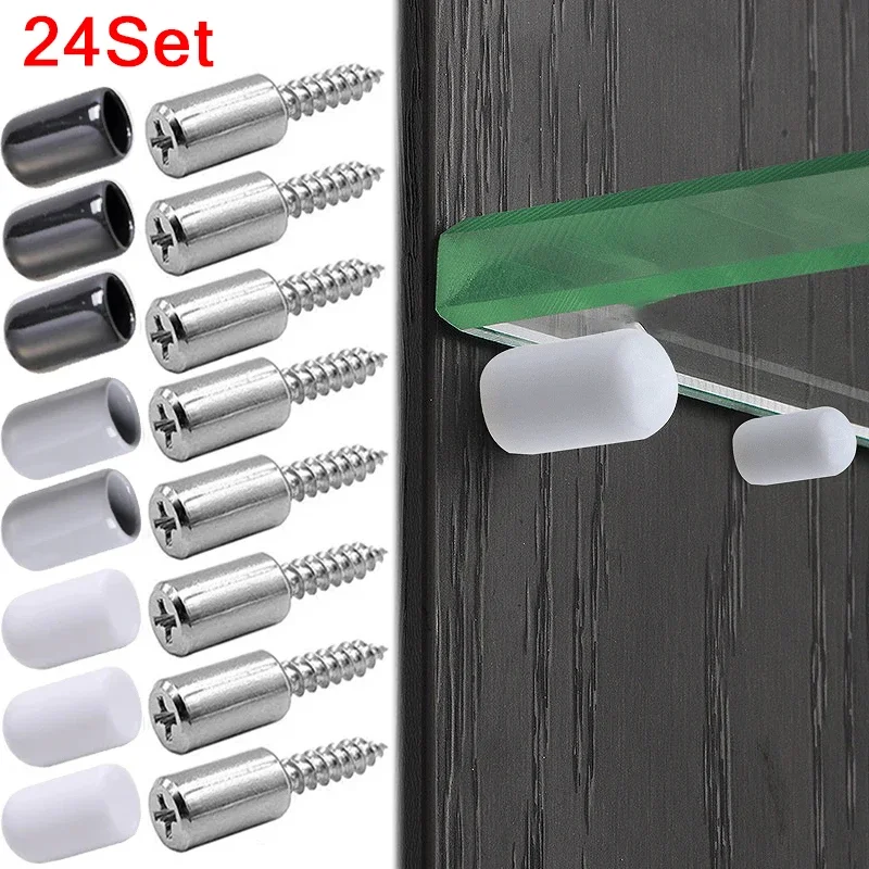Zestaw 12/24 samoczynna śruba gwintująca krzyżowa z antypoślizgową gumową płyty do szafek laminowaną podporą DIY szafka na szafkę szklana ścianka działowa gwoździe