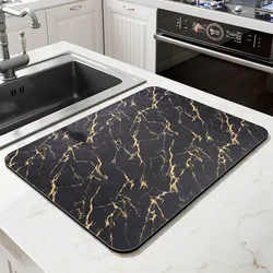 Kitchen Drainage Pad Diatomaceous Mud Absorbent Pad Countertop Kitchen Utensils Insulation Pad Tableware Wash Free Drying Pad