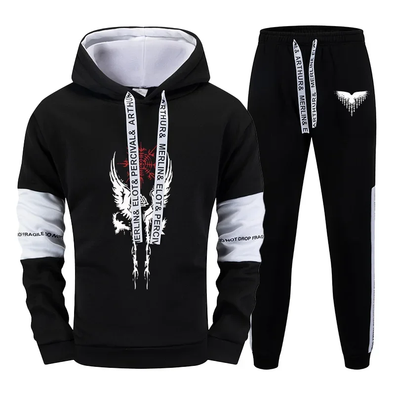

2025 New in Men's Sweatshirts Sweatpants Fall Winter Casual Sport Tracksuit Urban Fashion Hooded Streetwear Jogging Hoodie Pants