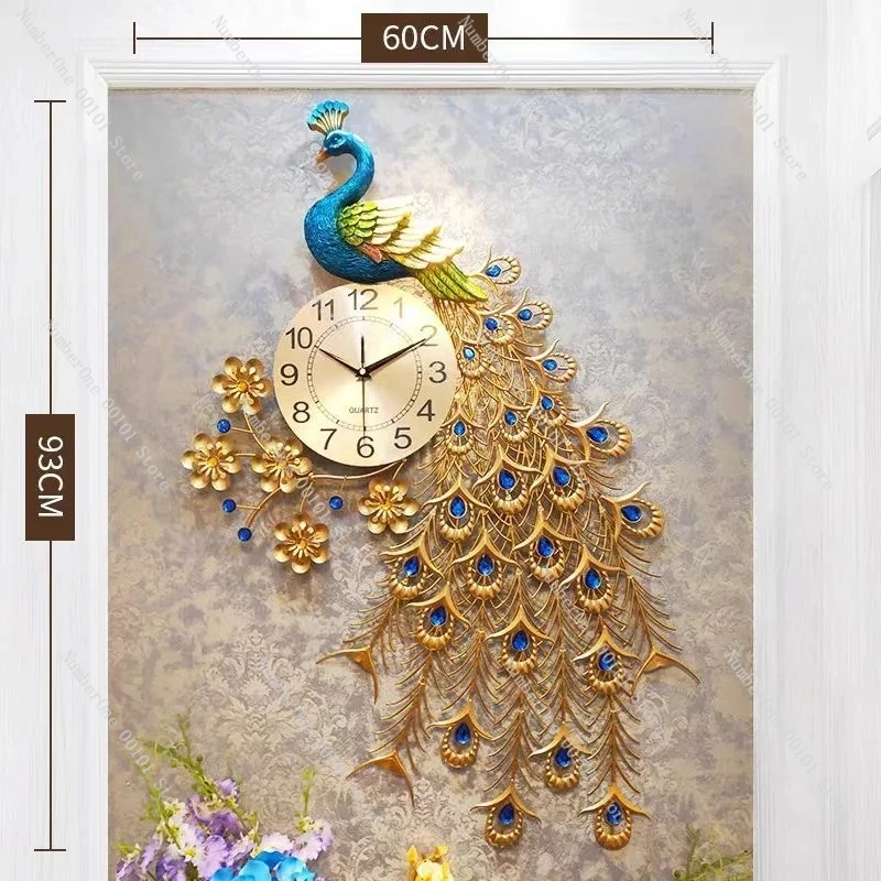 Pfauen-Wanduhr Wohnzimmer Kreative Modische Uhr Moderne Schlichte und Elegante Wanduhr Geräuschlose Quarz-Uhr für Zuhause