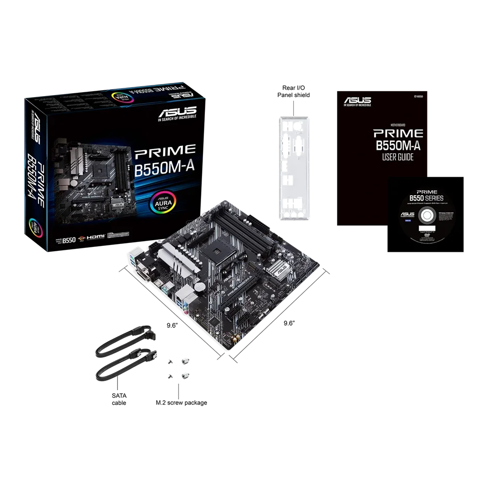 ASUS PRIME B550M-A AMD B550 (Ryzen AM4) Micro ATX Motherboard With Dual M.2 PCIe 4.0 1 Gb Ethernet HDMI/D-Sub/DVI SATA 6 Gbp