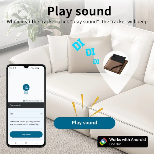 Imagen 2 del producto Rastreador de tarjetas GPS inalámbrico recargable, localizador Android certificado por Google para Xiaomi Pixel QR Code, etiqueta inteligente antipérdida