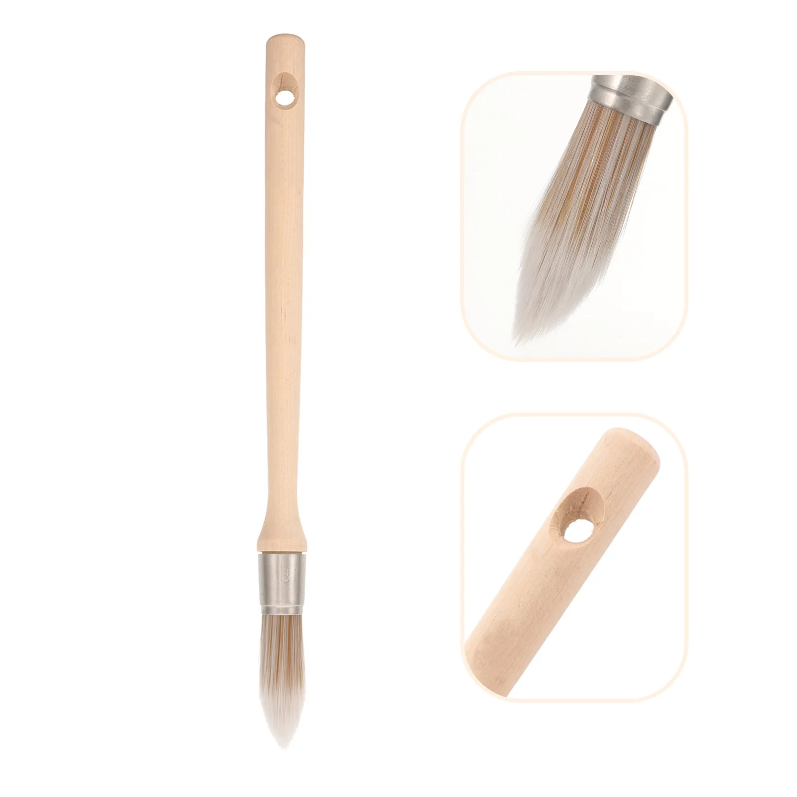 Small Round Paint Brush with Ergonomic Wooden Handle Fine Bristles for Acrylic Watercolor Craft Painting Portable Reusable Art