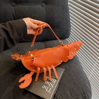 PU Zipper Commuting Crossbody Bags Lobster Shape Niche 2025 High Quality Ladies Bags Solid Color Rivet Fashion Shoulder Bags - Image 2