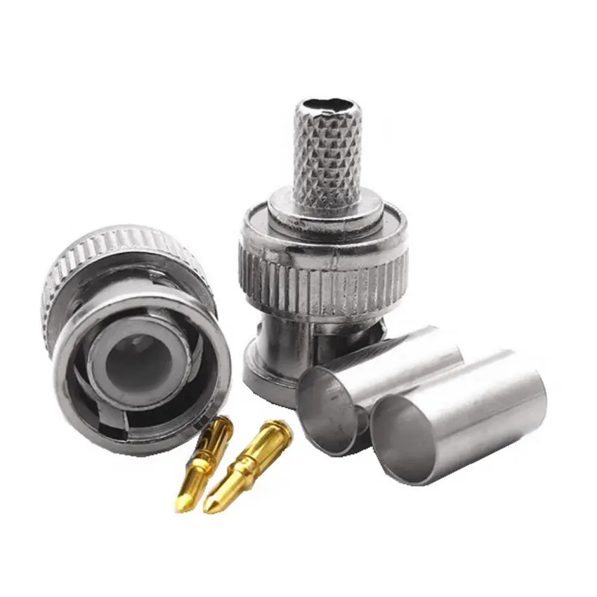 10sets BNC Male Crimp Type Connector adapter plug for CCTV audio BNC Female Coupler Connector RG58 RG59 RG60 cables
