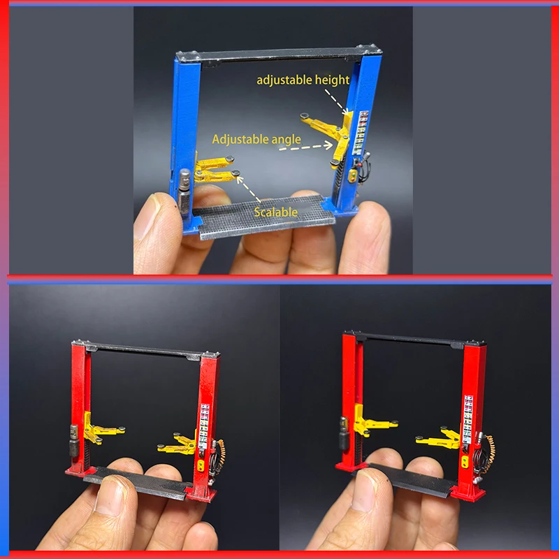 1:64 Lift Gantry Lift Model Adjustable Height Angle Retractable Garage Car Repair Scene